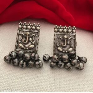 vakratundaya silver plated ghungroo studs